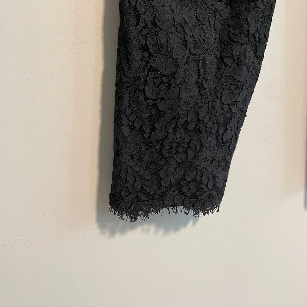 Kate Spade Black Ankle Pants Lace Trousers Size 2 Cigarette Leg Career Pants